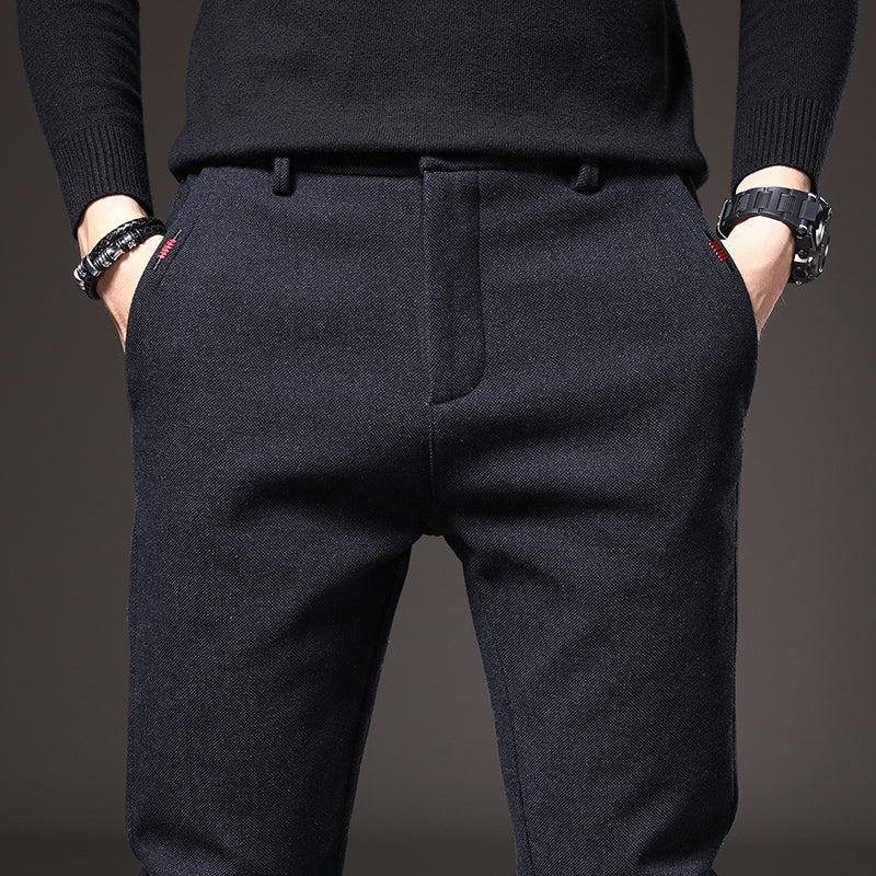 Pantaloni Uomo Tessuto Eleganti Slim Fit