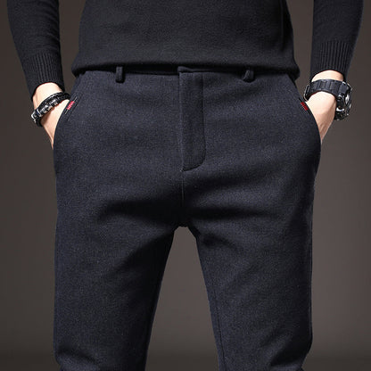 Pantaloni Uomo Tessuto Eleganti Slim Fit