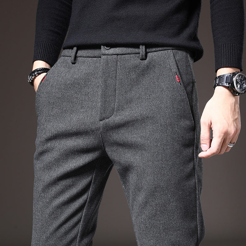 Pantaloni Uomo Tessuto Eleganti Slim Fit