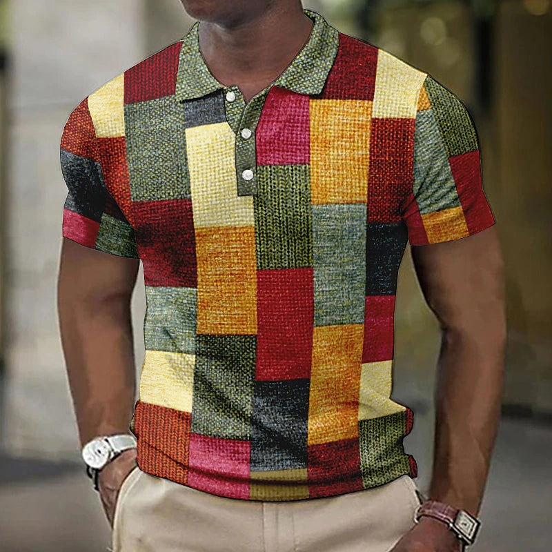 Polo Uomo Manica Corta Design Color Block