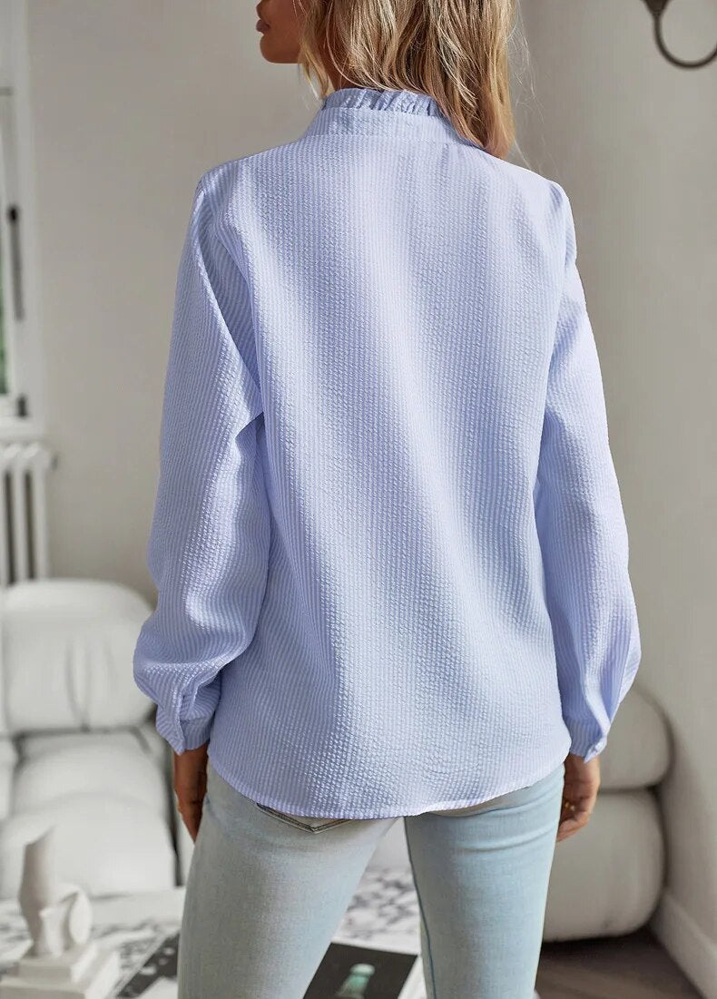 Blusa Donna Manica Lunga con Bottoni Classica