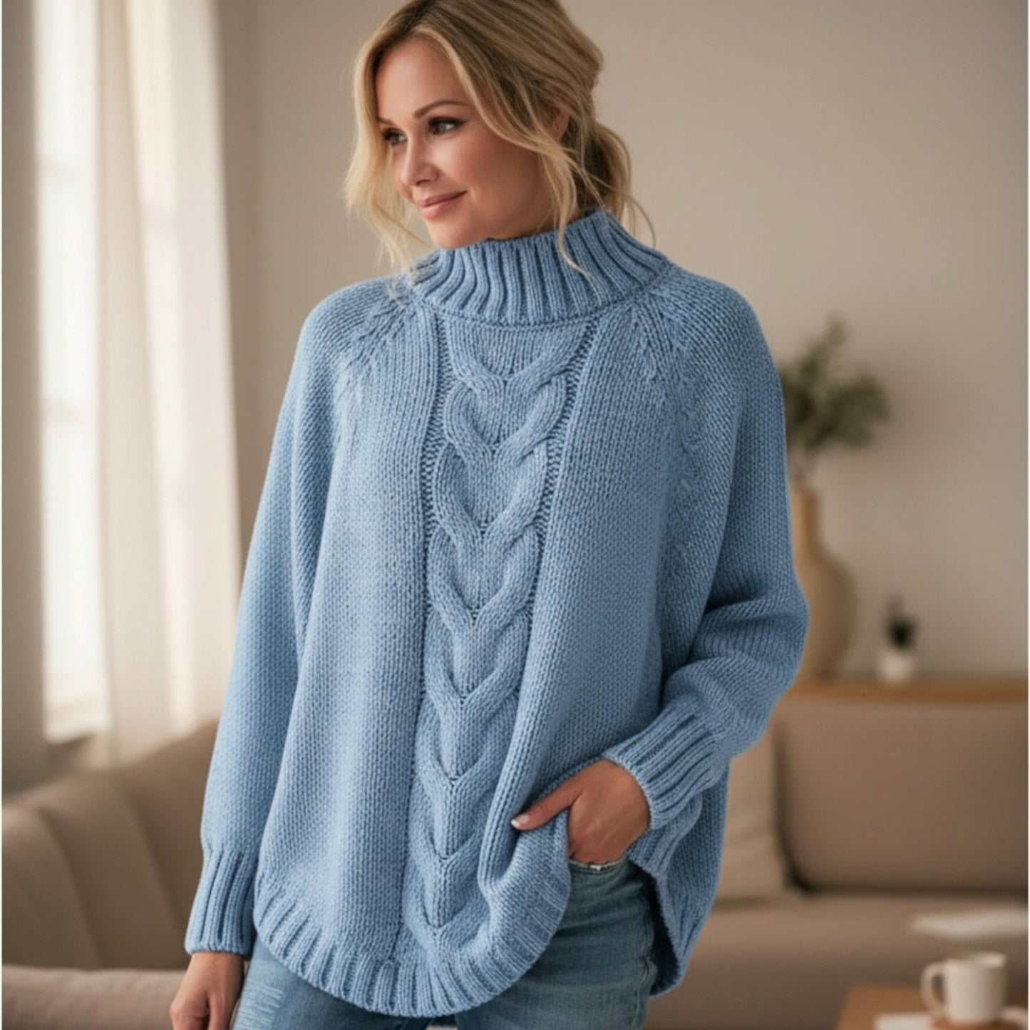 Maglione Donna in Maglia Collo Alto Casual Invernale