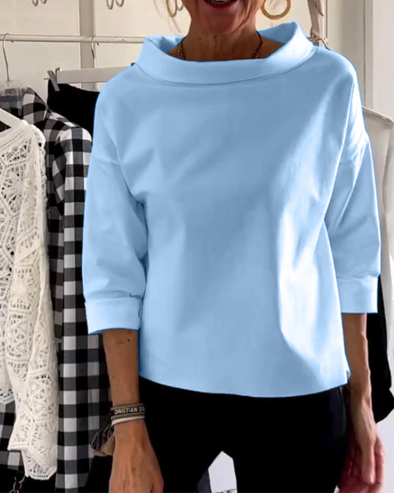 Blusa Donna Casual Scollo a Cascata Manica