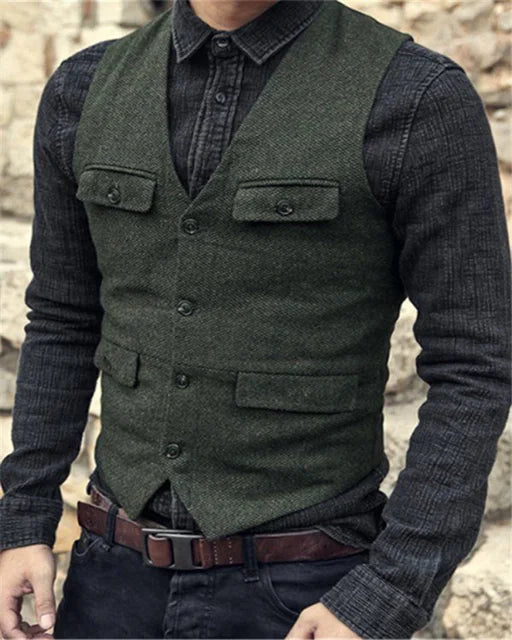 Gilet Uomo Slim Fit Monopetto Fascia Regolabile Elegante