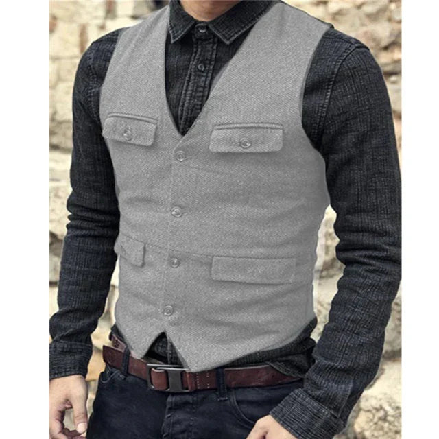 Gilet Uomo Slim Fit Monopetto Fascia Regolabile Elegante