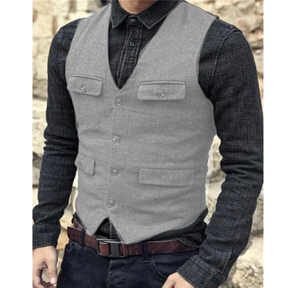 Gilet Uomo Slim Fit Monopetto Fascia Regolabile Elegante