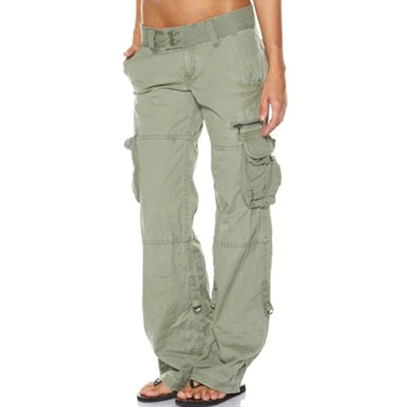 Pantaloni Cargo Donna con Tasche e Fascia Elastica Comfort