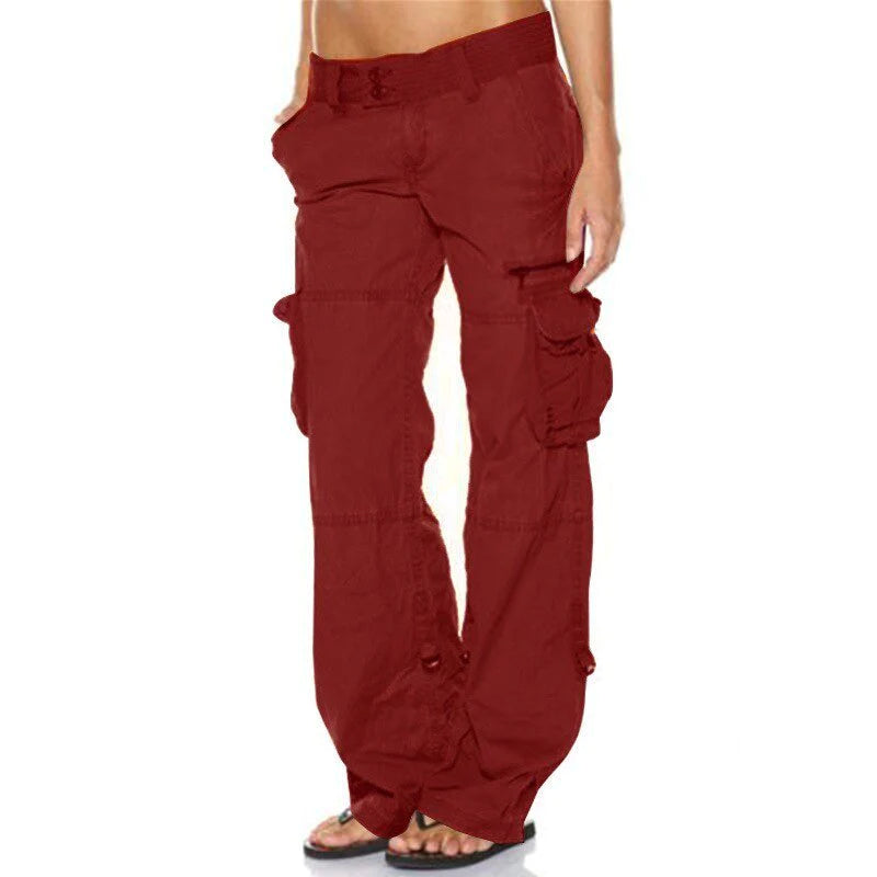 Pantaloni Cargo Donna con Tasche e Fascia Elastica Comfort