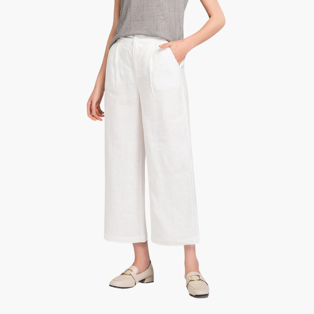 Pantaloni Donna Cropped Gamba Larga Comodi - Vesarelli