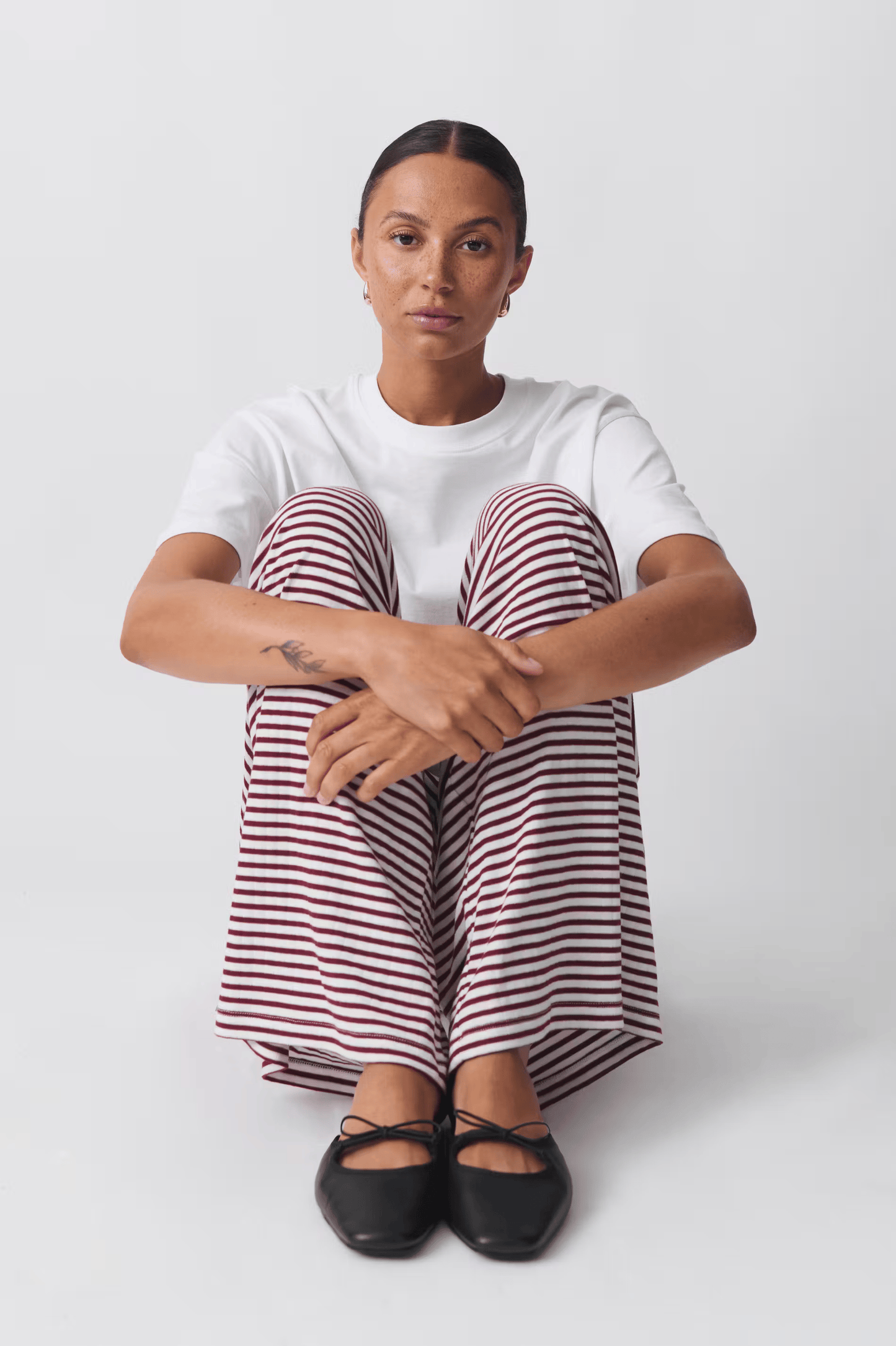 Panta | Pantaloni Coulisse Stampa Righe Orizzontali Rosso