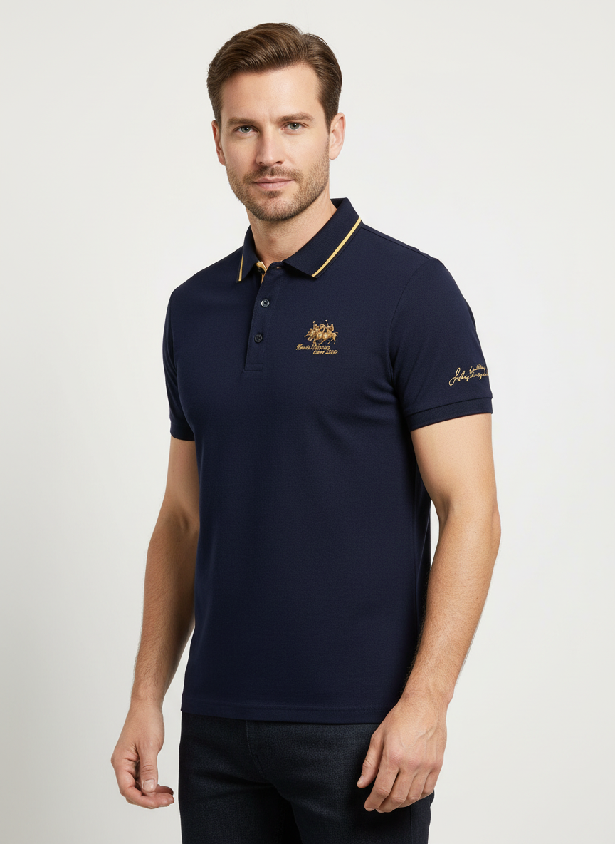 Polo Uomo Cotone Manica Corta Colletto Ricamato - Vesarelli