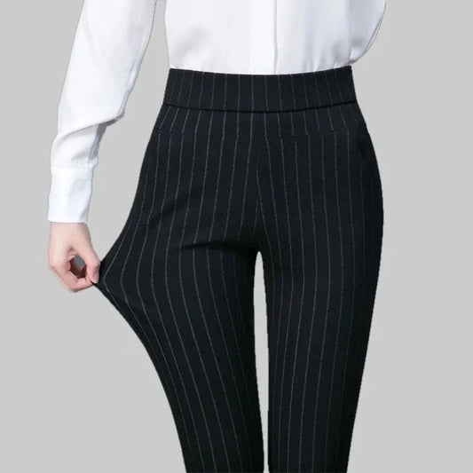Pantaloni Donna Stretch Righe Skinny Slim - Vesarelli