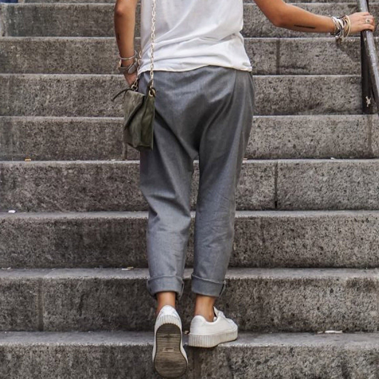 Pavira | Pantaloni Da Donna Cropped Con Vita Elastico 5