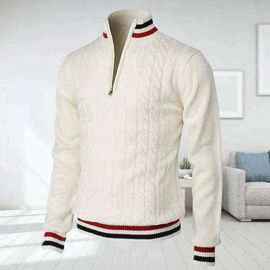 Felpa Uomo Maglia con Collo a V e Mezza Cerniera Invernale - Brentozzi