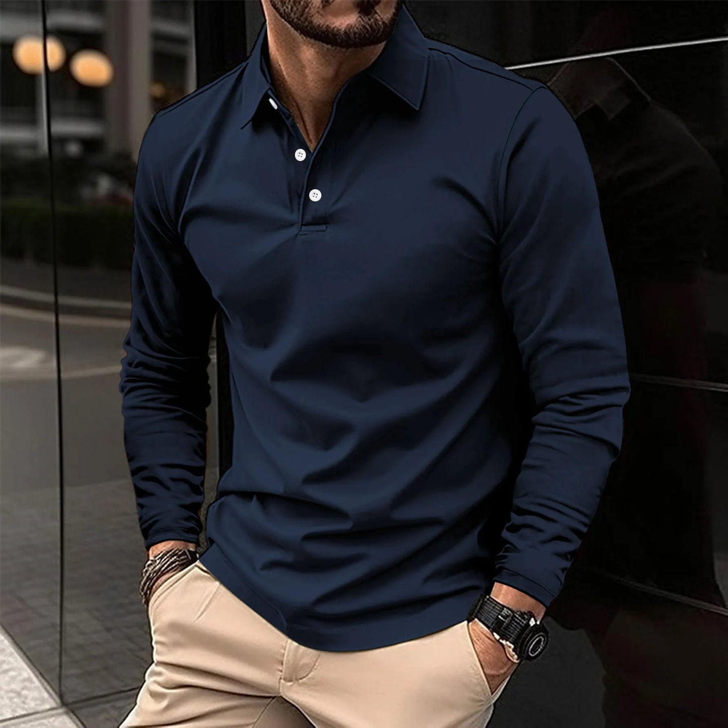 Polo Uomo Manica Lunga con Abbottonatura