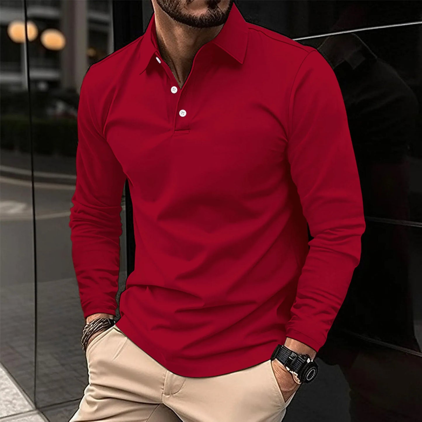 Polo Uomo Manica Lunga con Abbottonatura