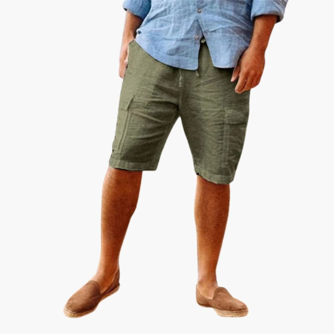 Prado | Pantaloncini Cargo in Lino da Uomo con Coulisse 1