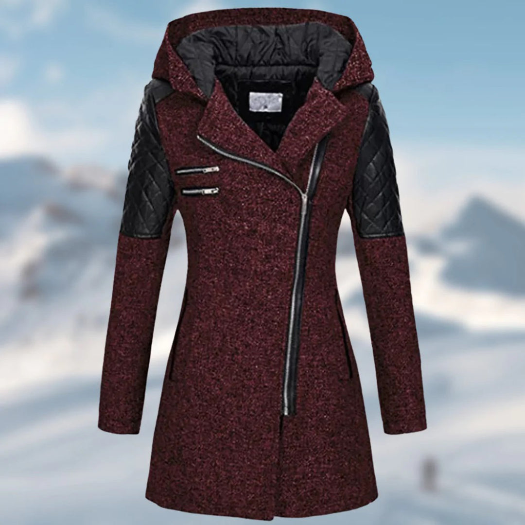 Giacca Donna con Zip Asimmetrica e Cappuccio