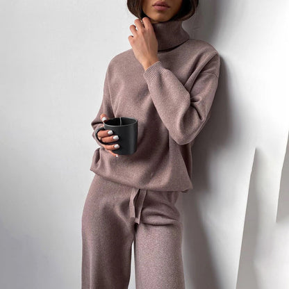 Completo Donna Maglia Dolcevita e Pantaloni Comodo Elegante - Brentozzi