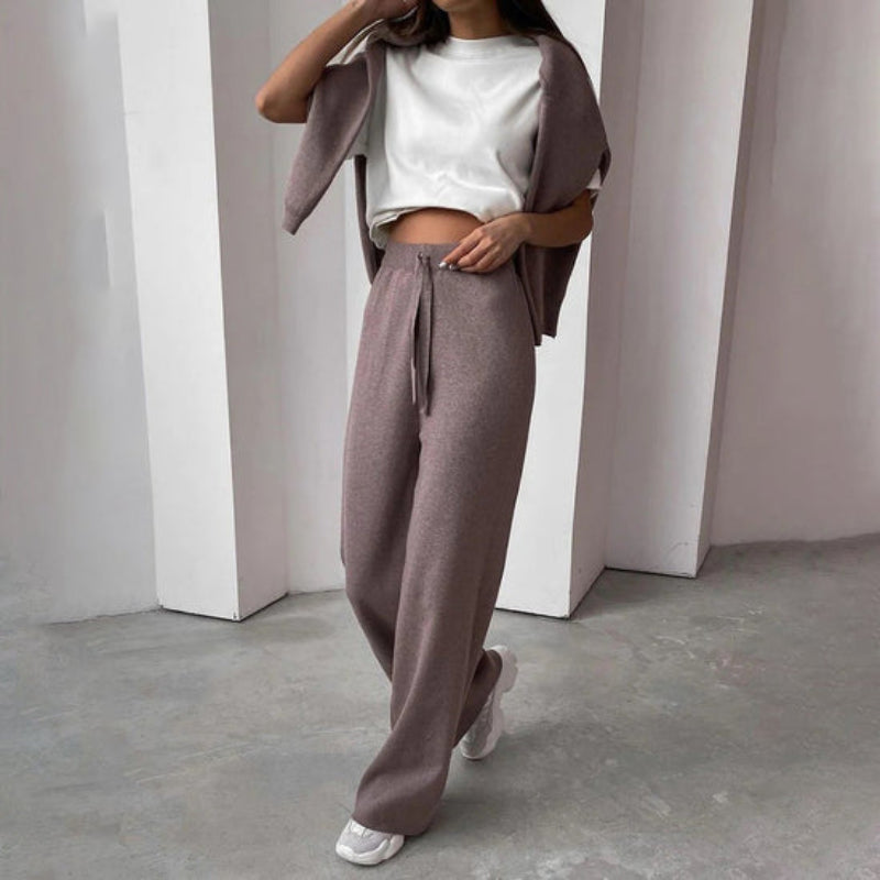 Completo Donna Maglia Dolcevita e Pantaloni Comodo Elegante