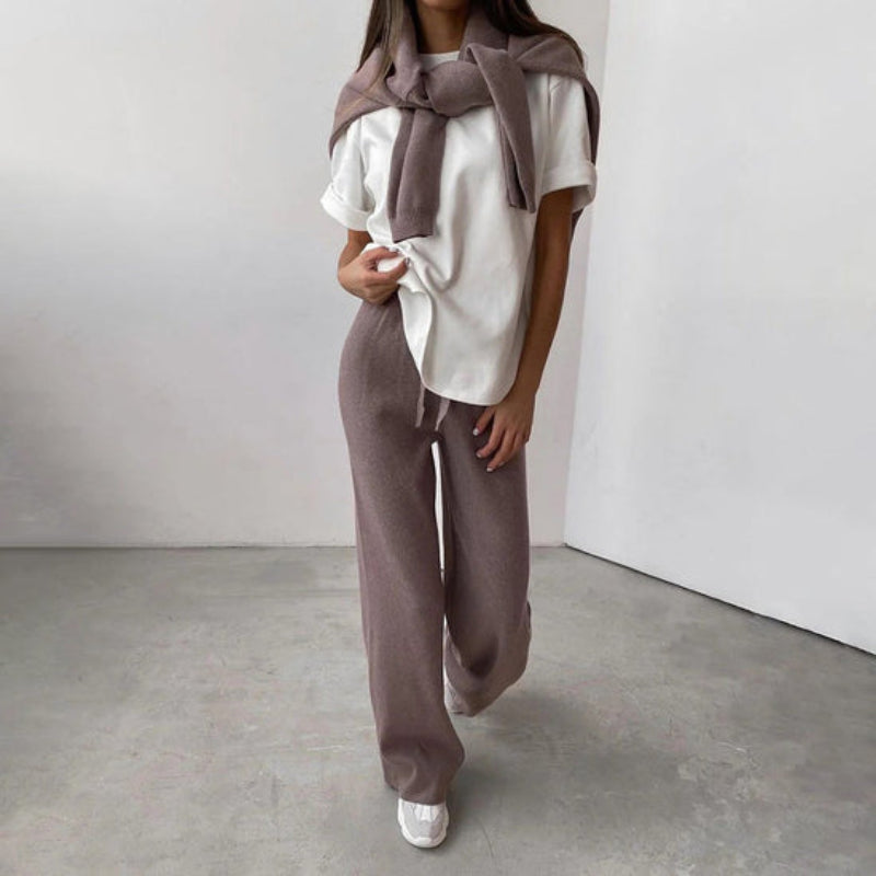 Completo Donna Maglia Dolcevita e Pantaloni Comodo Elegante