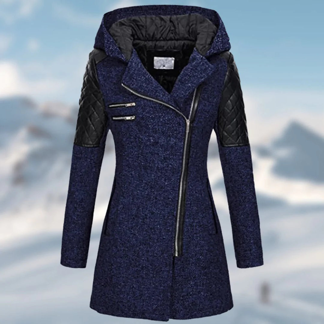Giacca Donna con Zip Asimmetrica e Cappuccio