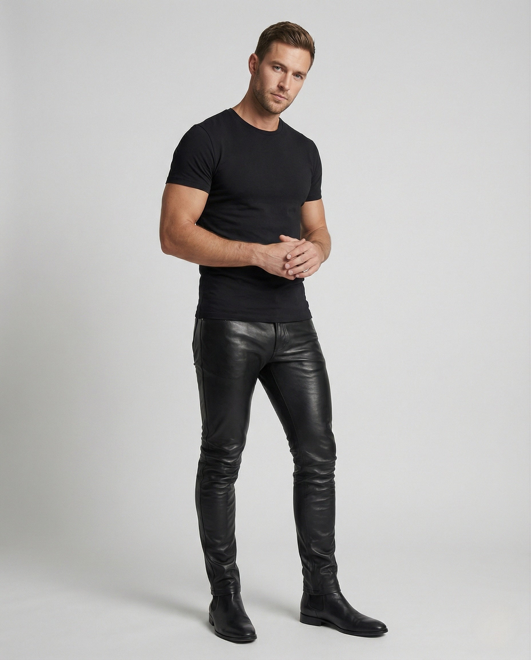 Pantaloni Uomo in Ecopelle Slim Fit Moderni - Brentozzi