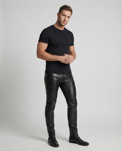 Pantaloni Uomo in Ecopelle Slim Fit Moderni - Brentozzi