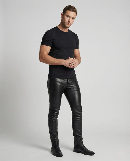 Pantaloni Uomo in Ecopelle Slim Fit Moderni - Brentozzi