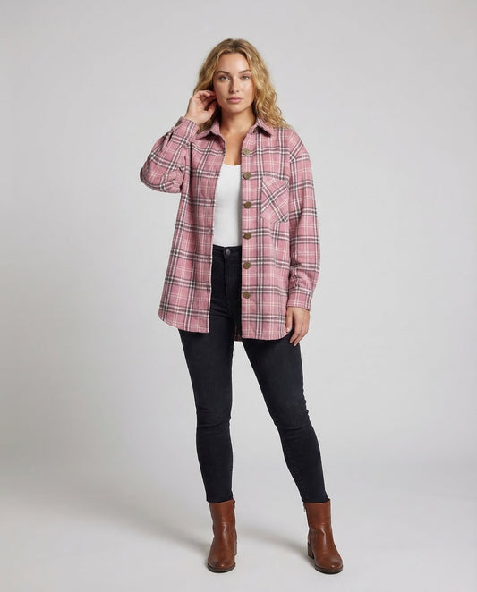 Camicia Giacca Donna Quadri Bottoni Frontali - Brentozzi