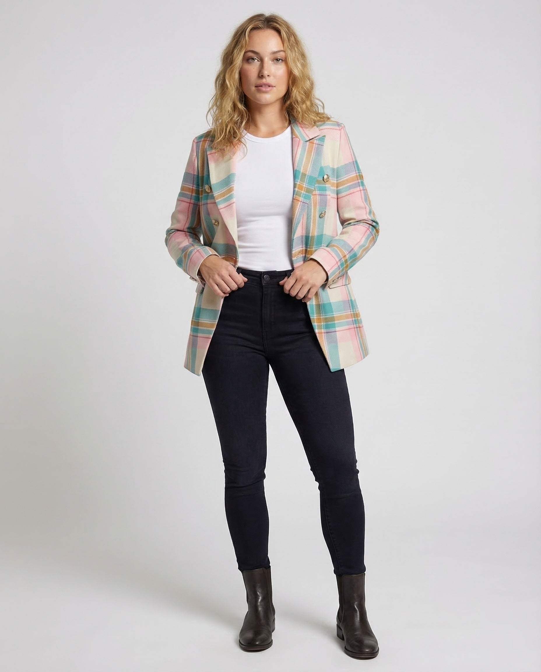 Blazer Donna Quadri Moderno Slim Fit - Brentozzi