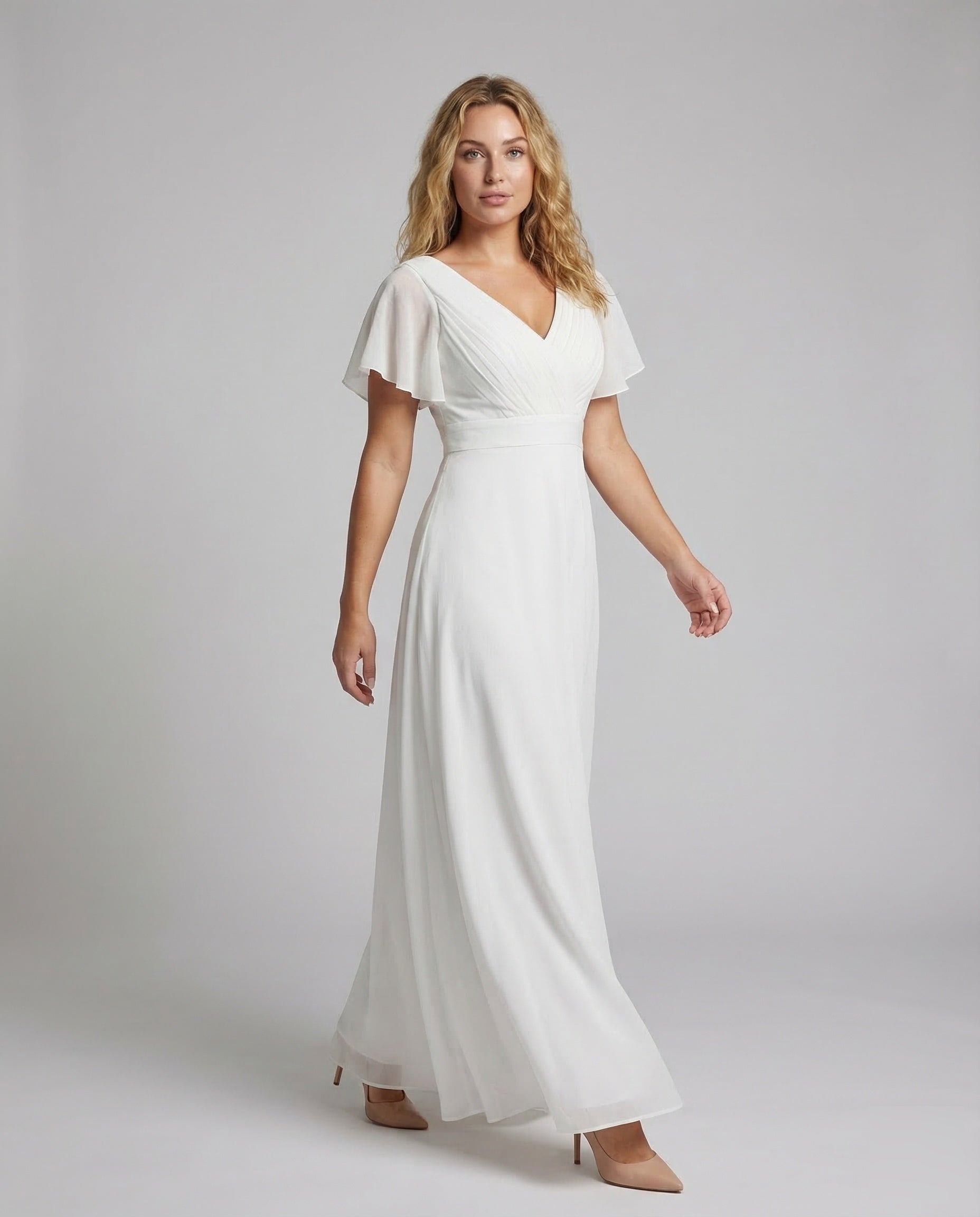 Abito Lungo Donna in Tulle Scollo a V - Brentozzi