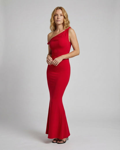 Abito Elegante Donna Stile Sirena Scollo Asimmetrico - Brentozzi