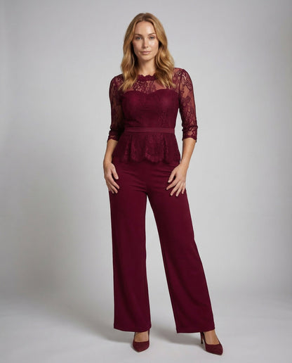 Tuta Elegante Donna in Pizzo Trasparente Slim - Brentozzi