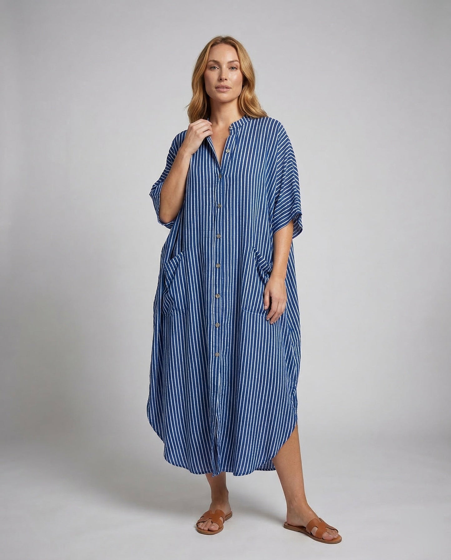 Kaftano Maxi Donna con Tasche Comodo - Brentozzi
