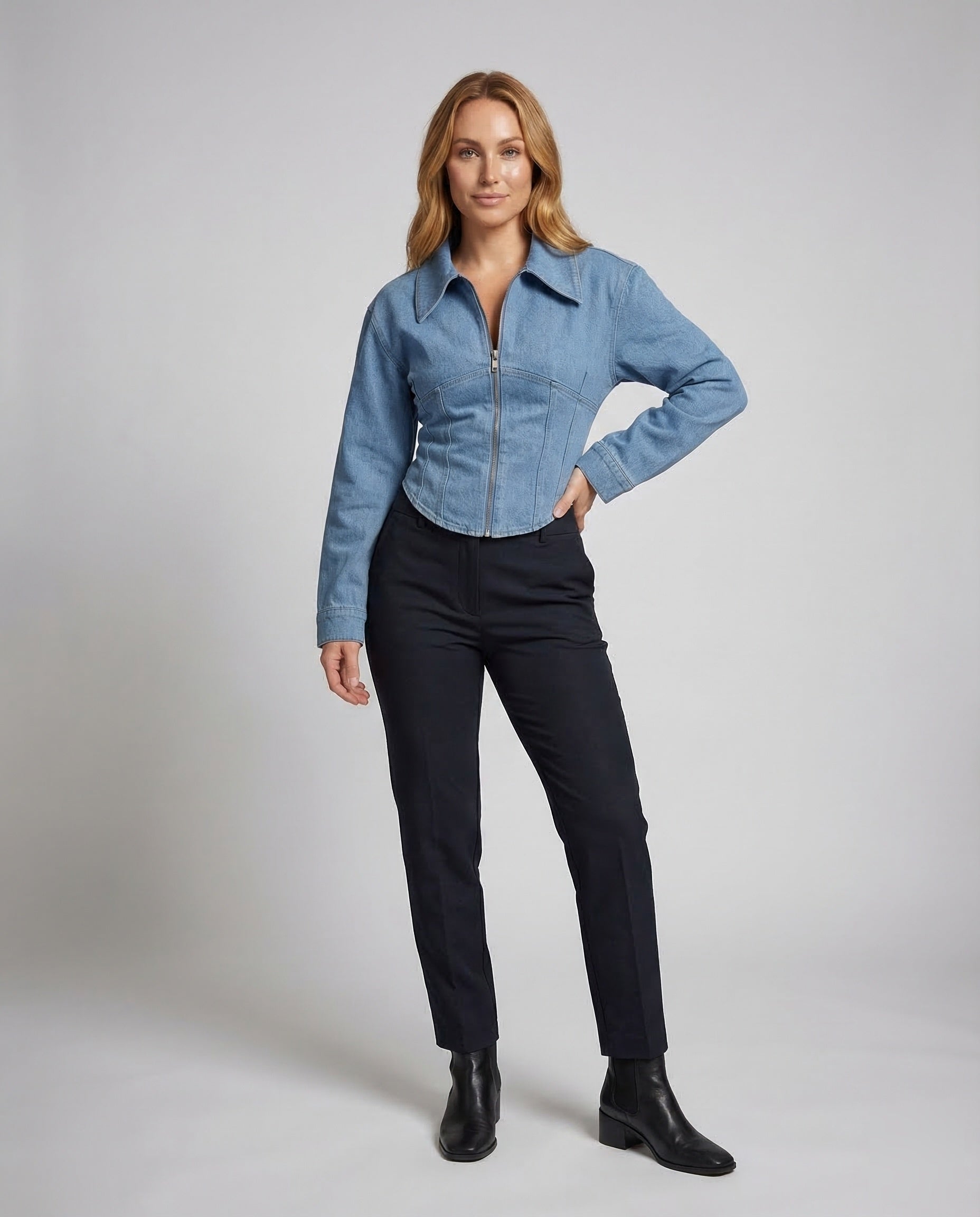 Giacca Jeans Donna Slim Fit con Zip - Brentozzi