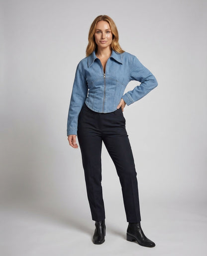 Giacca Jeans Donna Slim Fit con Zip - Brentozzi