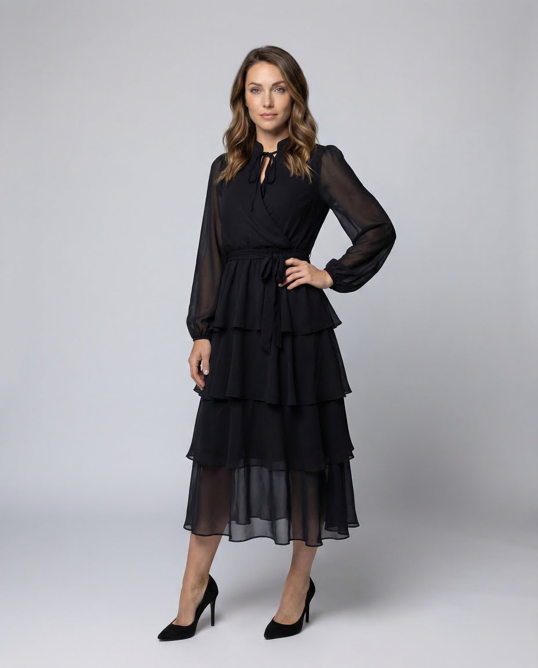 Abito Midi Donna in Chiffon Vestibilità Comoda - Brentozzi
