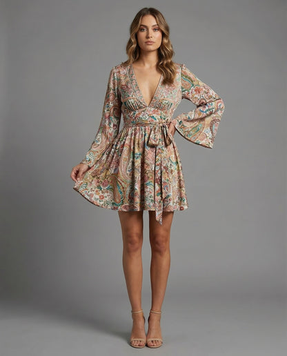 Abito Donna Stile Boho Effetto Incrociato - Brentozzi