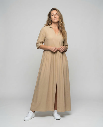 Abito Camicia Donna Lunghezza Maxi Manica Lunga - Brentozzi