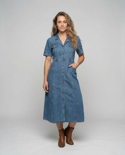 Abito Midi Donna in Denim Casual - Brentozzi
