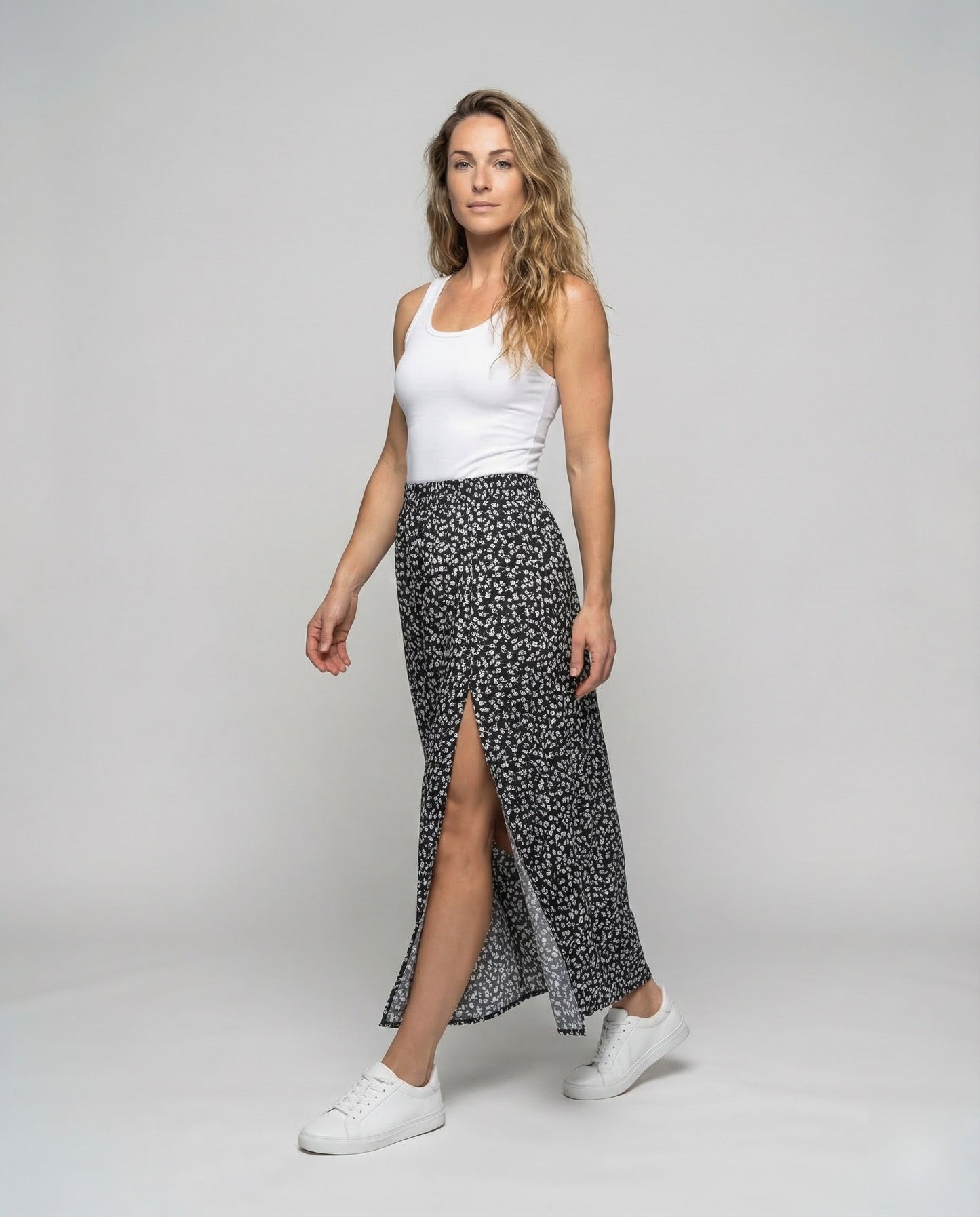 Gonna Lunga Donna Stampa Floreale Spacco - Brentozzi
