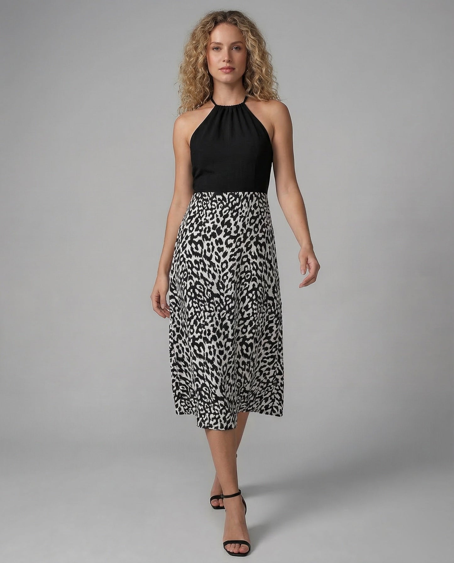 Abito Midi Donna Scollo Halter Senza Maniche - Brentozzi