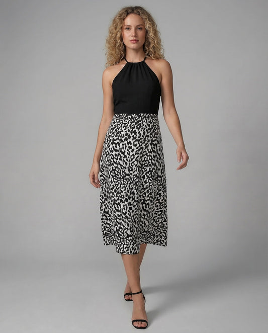 Abito Midi Donna Scollo Halter Senza Maniche - Brentozzi