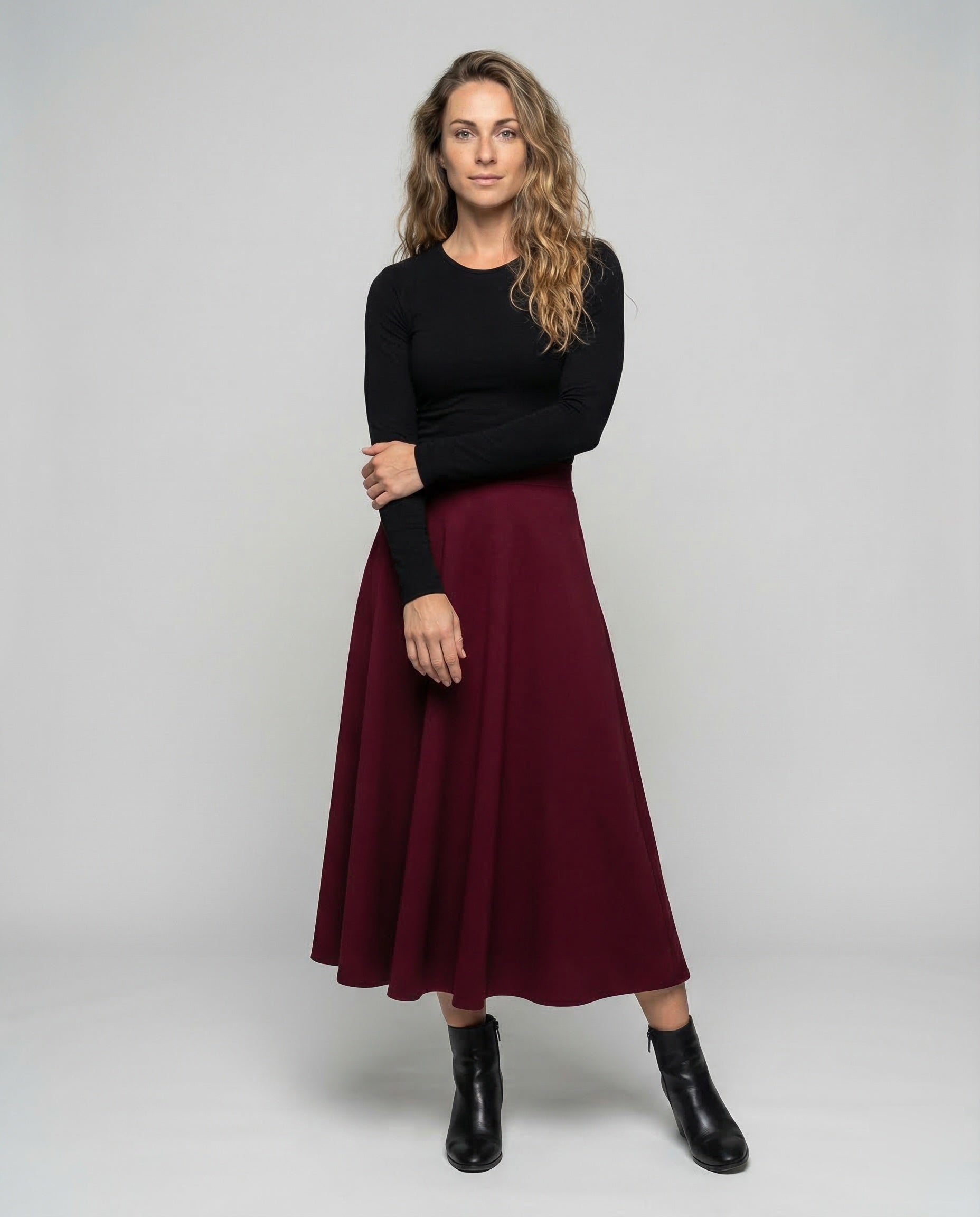 Gonna Lunga Donna in Crepe Taglio A-Linea - Brentozzi
