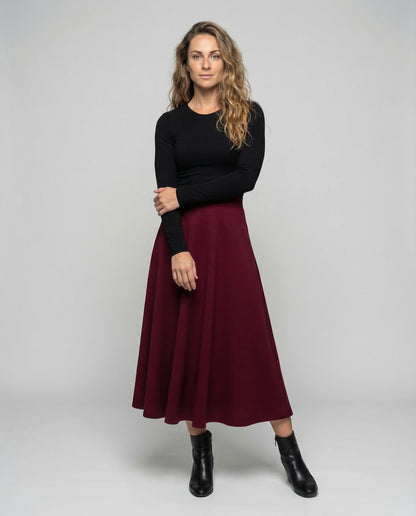 Gonna Lunga Donna in Crepe Taglio A-Linea - Brentozzi