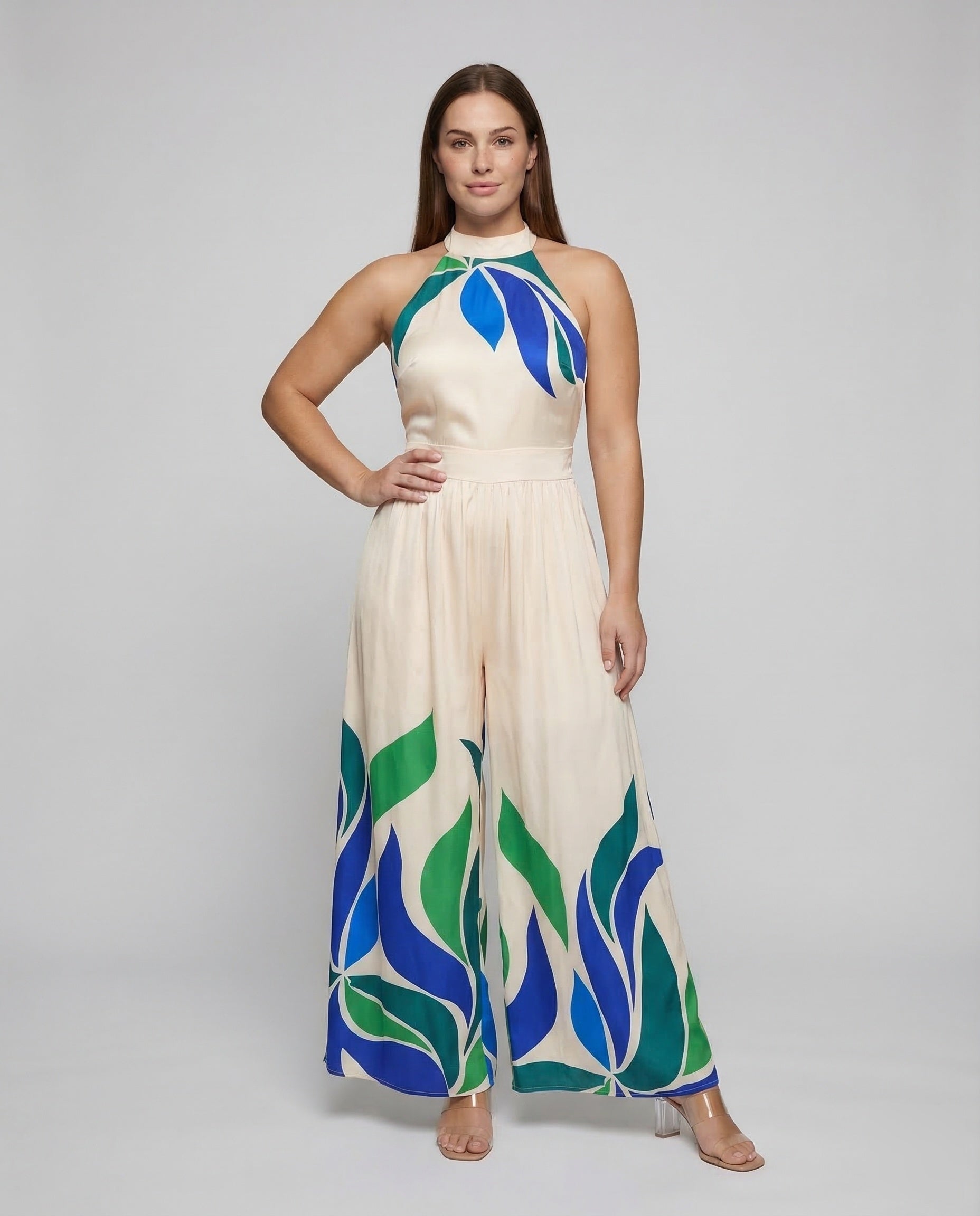 Abito Maxi Donna Smanicato Collo Alto Gonna Arricciata - Brentozzi