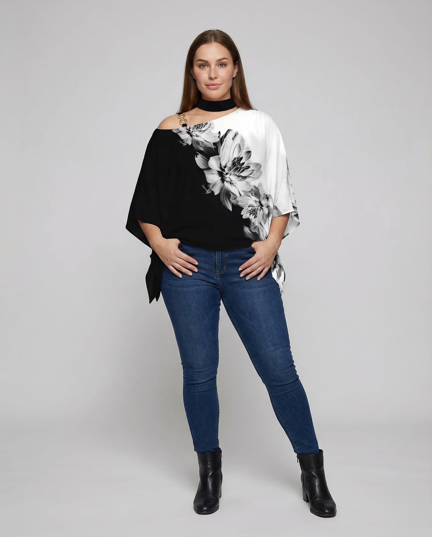 Blusa Donna Monospalla Asimmetrica Stile Poncho - Brentozzi