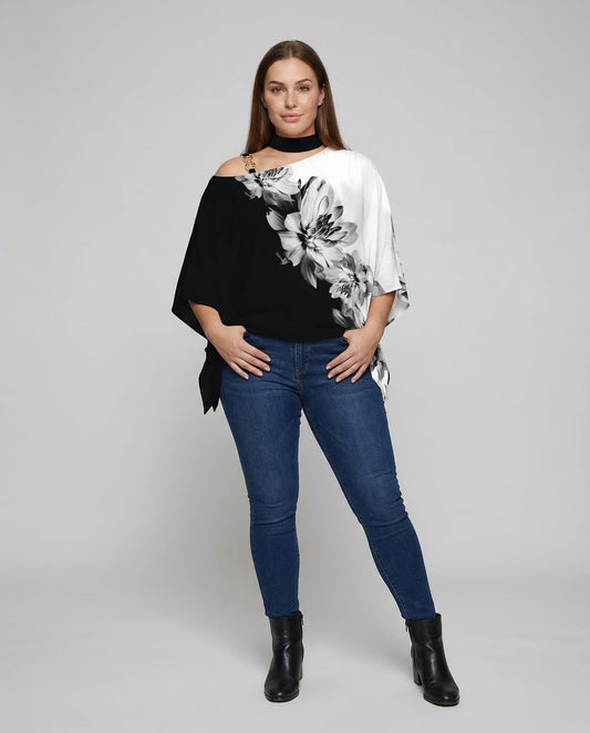 Blusa Donna Monospalla Asimmetrica Stile Poncho - Brentozzi