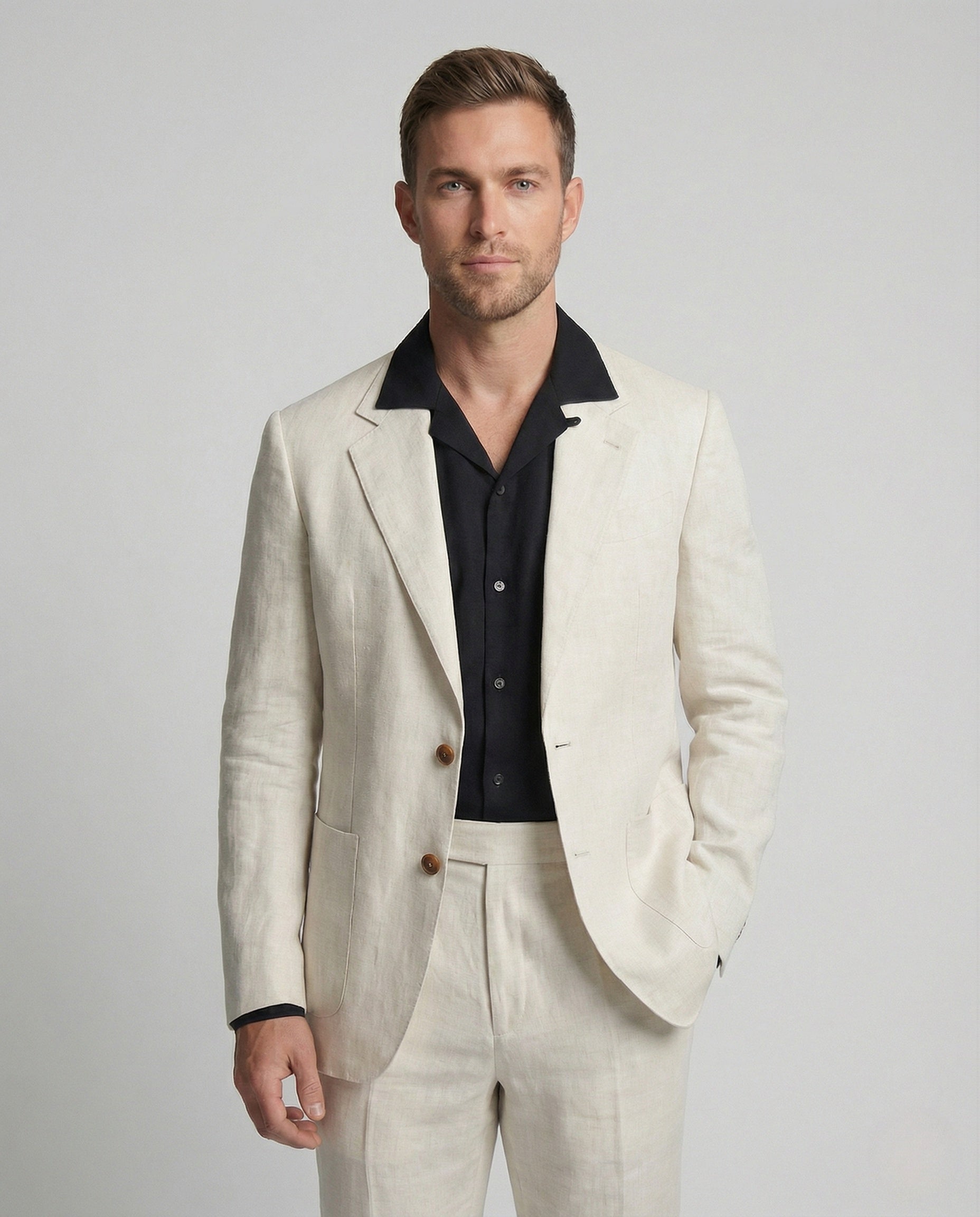 Completo Uomo in Lino Pantaloni Elegante Taglio Classico - Brentozzi